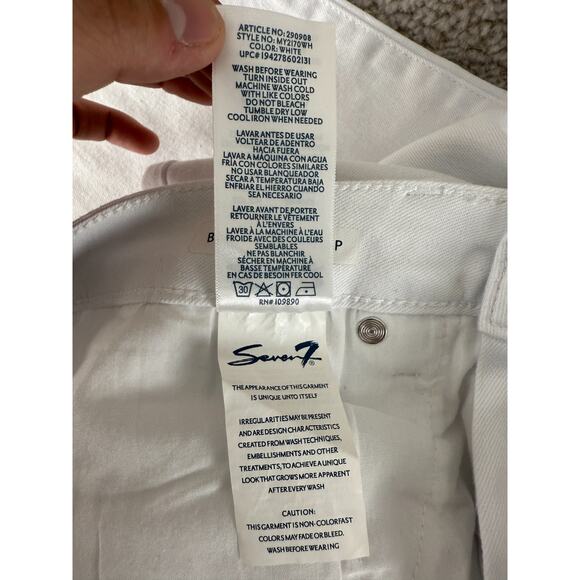 Seven7 Size 8 Breezy Crop Stretch Straight Leg Jeans White Button Zip Pocket - Picture 11 of 12